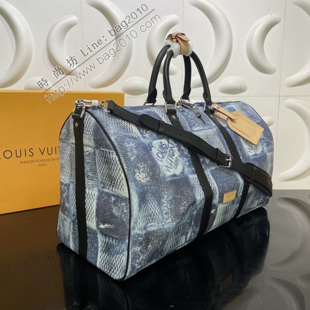 路易威登2022专柜新款手袋 N50069 路易威登Keepall BANDOULIèRE旅行袋 LV大号格纹男士手提旅行包  ydh4639
